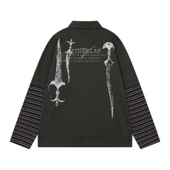 Omirad Layered Graphic Long Sleeve Polo