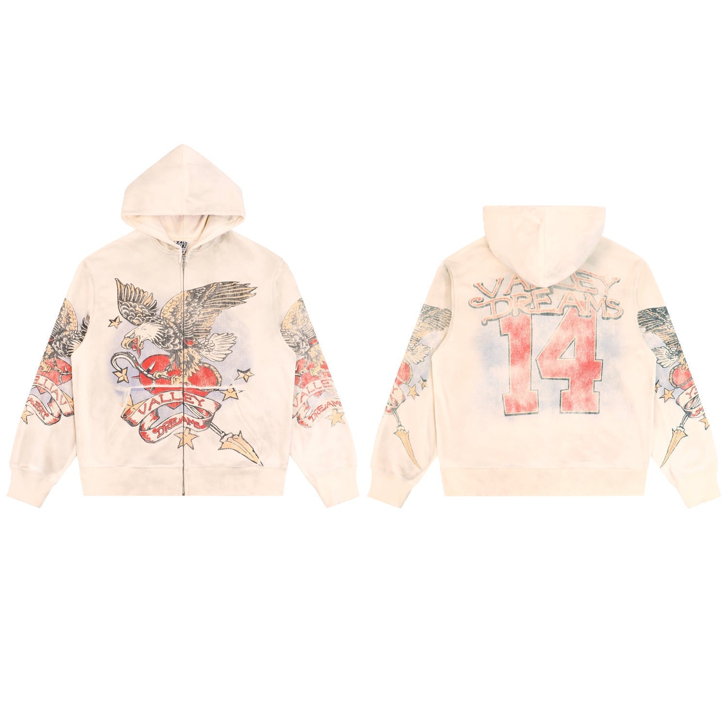 Vale Forever Cream Butterfly Graphic Hoodie