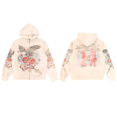 Vale Forever Cream Butterfly Graphic Hoodie