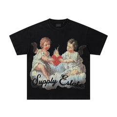 SUPPLY Couple Embrace Graphic Oversized Black T-Shirt