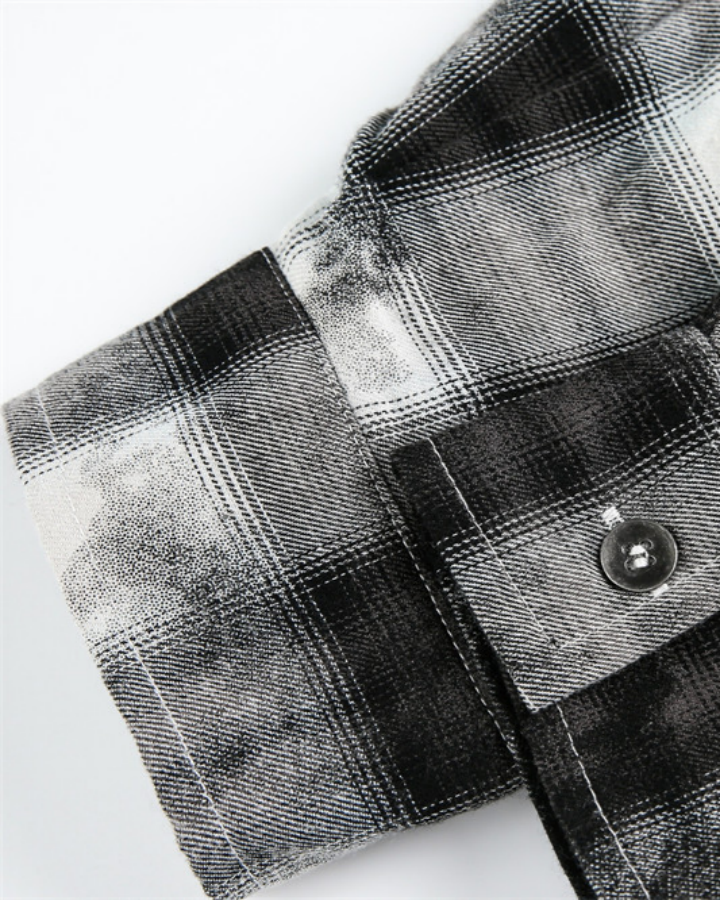 Vintage Distressed Plaid Shirt With Frayed Edges
