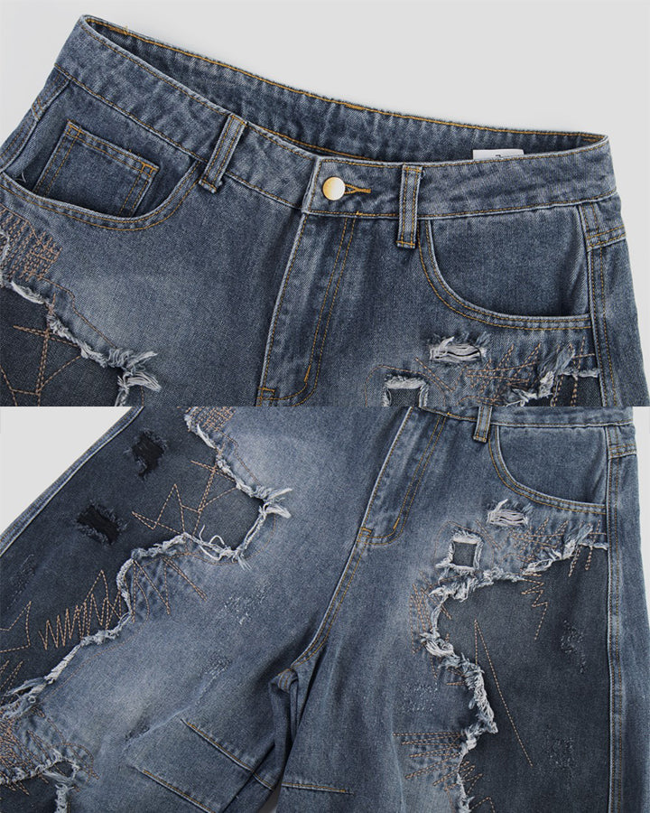 Distressed Wasteland Patchwork Deconstructed Shorts