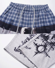 Graphic Print Patchwork Casual Wide Leg Pants