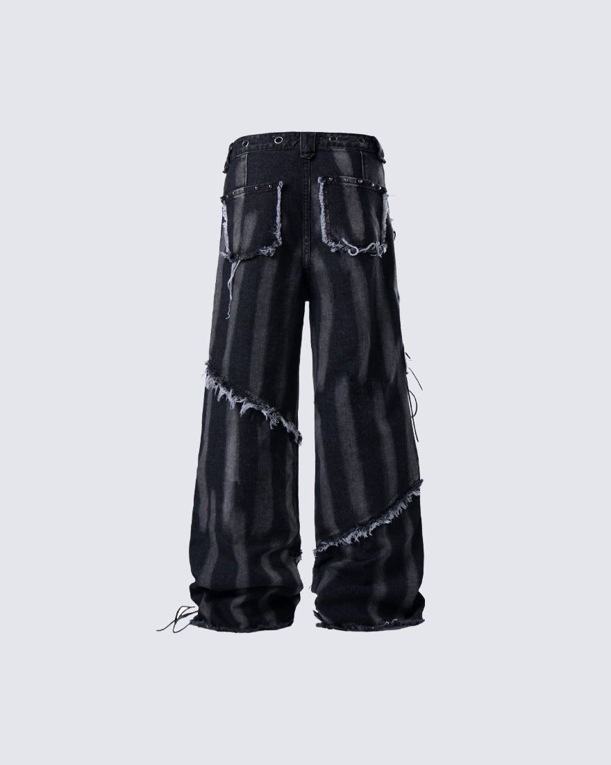 Heavy Distressed Washed Denim Jeans