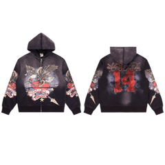 Vale Forever Valley Dreams Eagle Graphic Zip‑Up Hoodie