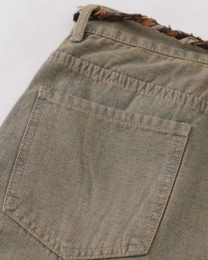 Color-Block Irregular Curve Patchwork Jeans