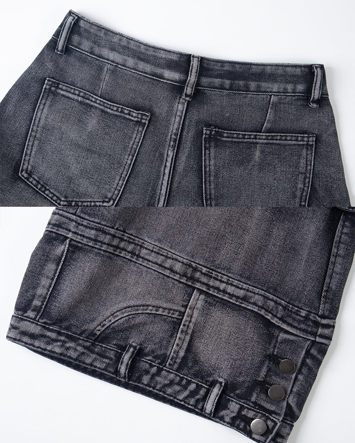 American Inverted Design Washed Cargo Denim Shorts