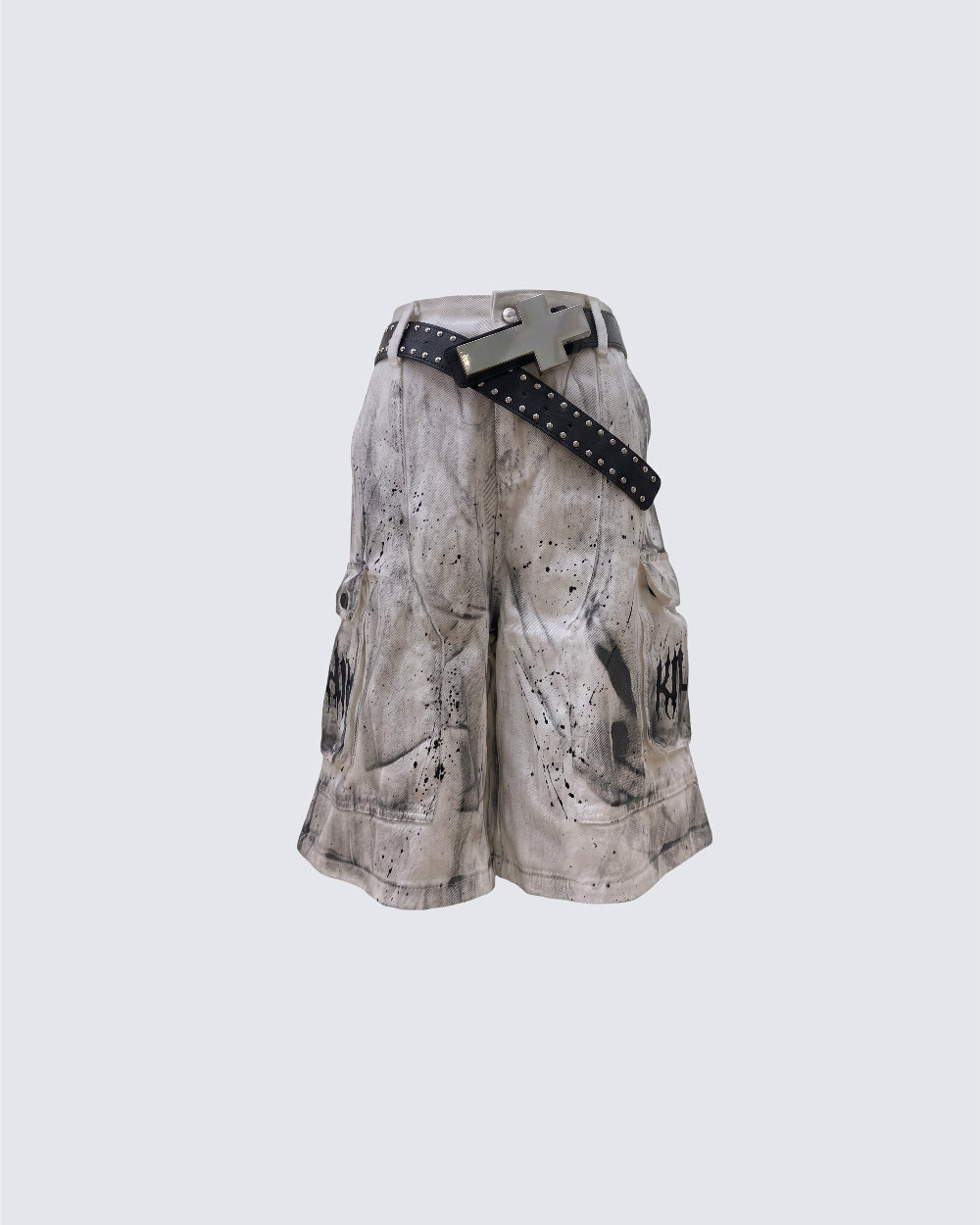 New Gothic Grunge Paint Splatter Utility Knee-Length Shorts