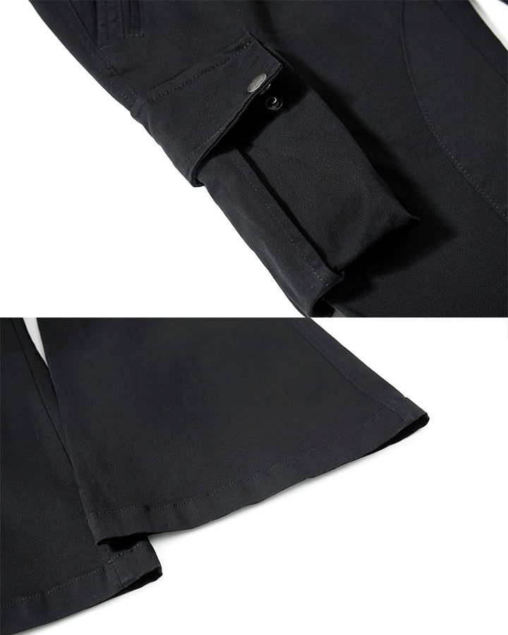 Multi-Pocket Buckle Cargo Flare Pants