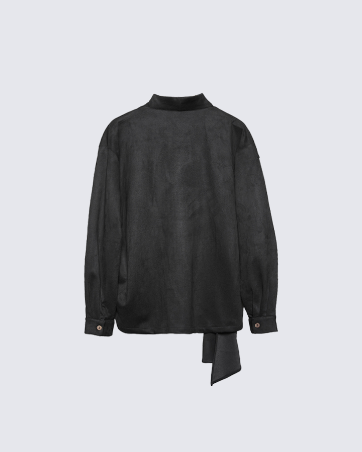 Asymmetric Collar Button-Up Shirt