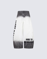 Gradient Number Graphic Wide Leg Denim Pants