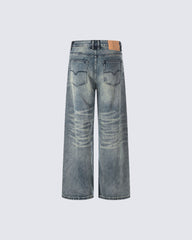 Vintage Washed Straight-Leg Jeans
