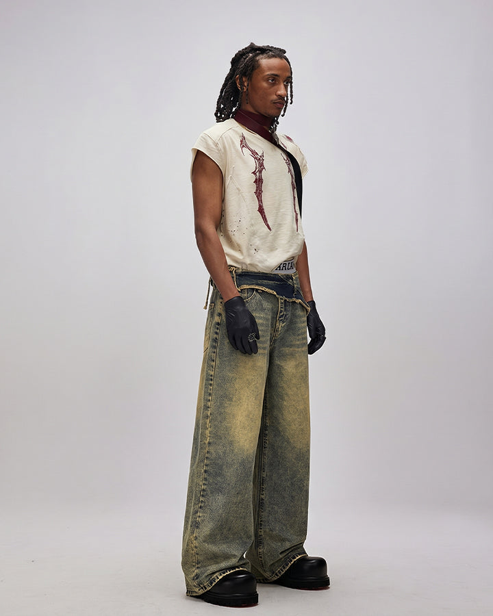 Vintage Deconstructed Patchwork Denim Pants