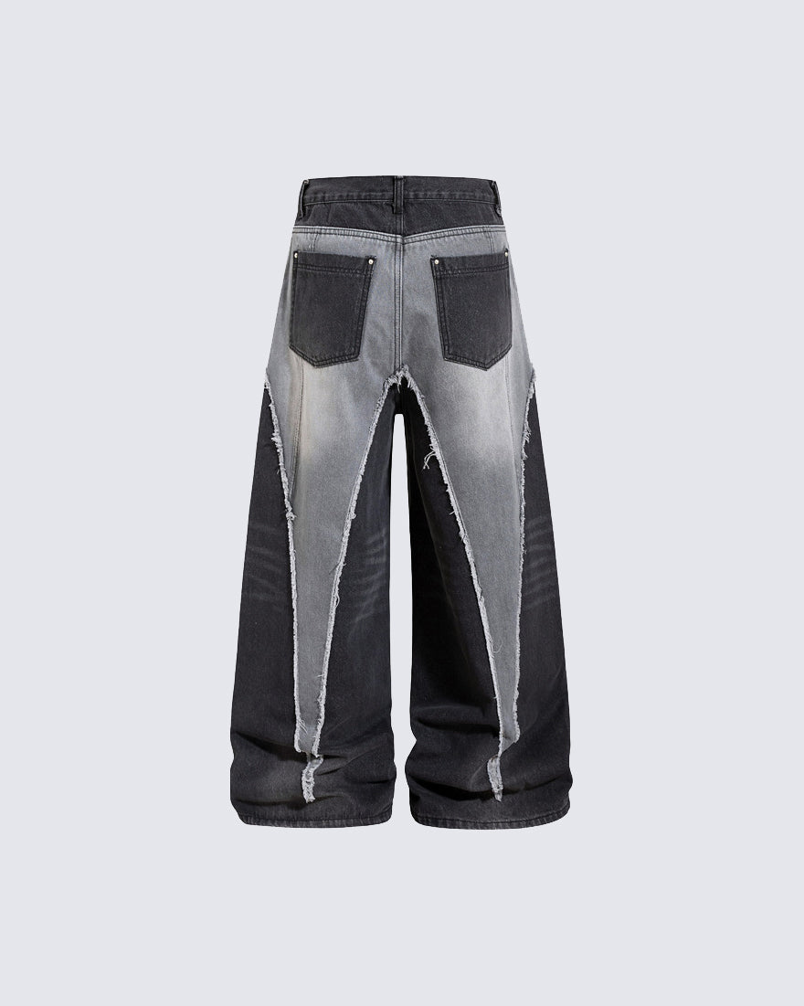 Vintage Washed Patchwork Denim Pants