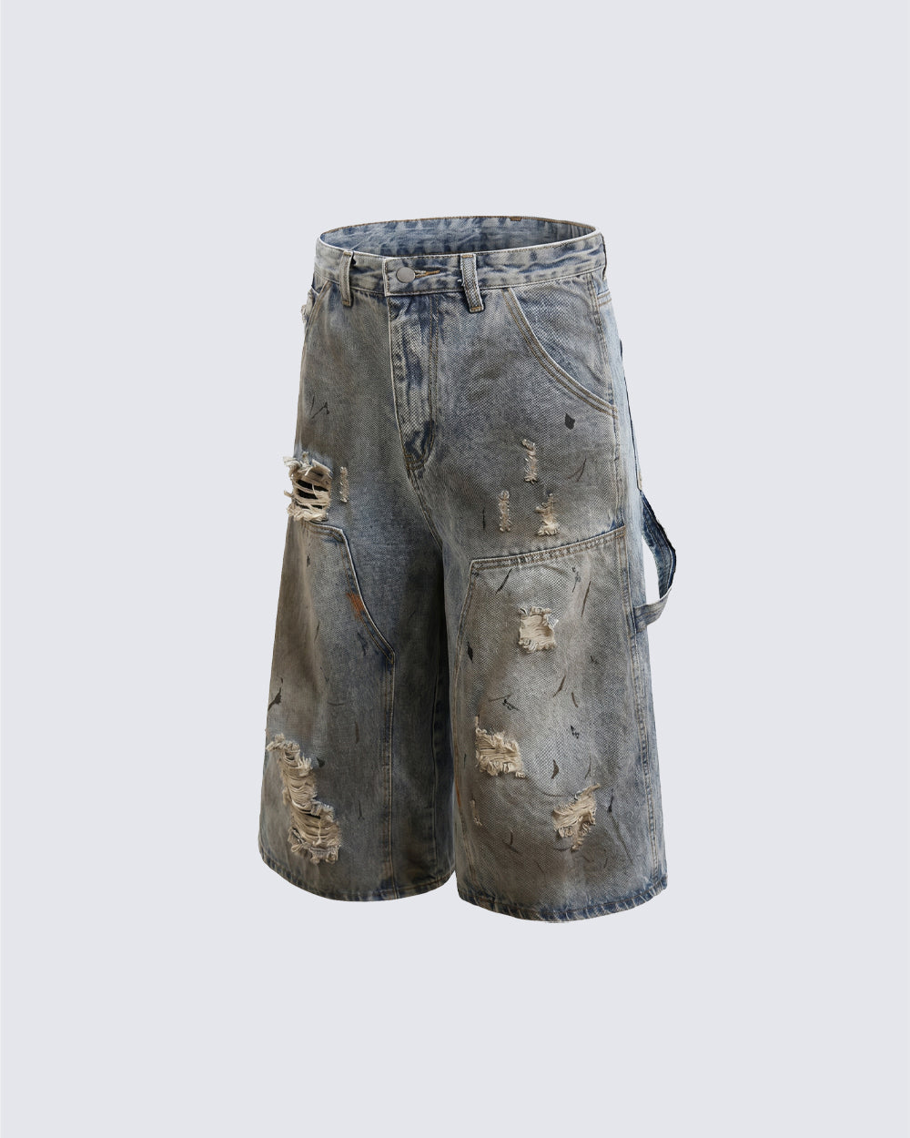 American Retro Distressed Cargo Denim Shorts