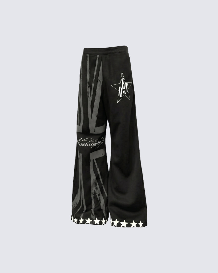 Light Asian Street Vintage Star Wide Leg Pants