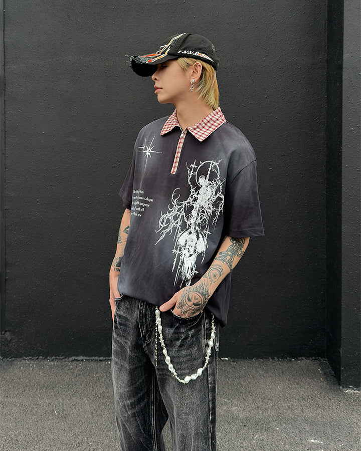 Dark Retro Star Graphic New Polo Shirt