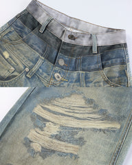 Vintage New Washed Distressed Balloon Jeans