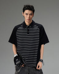 High-Street Striped Panel Polo Shirt