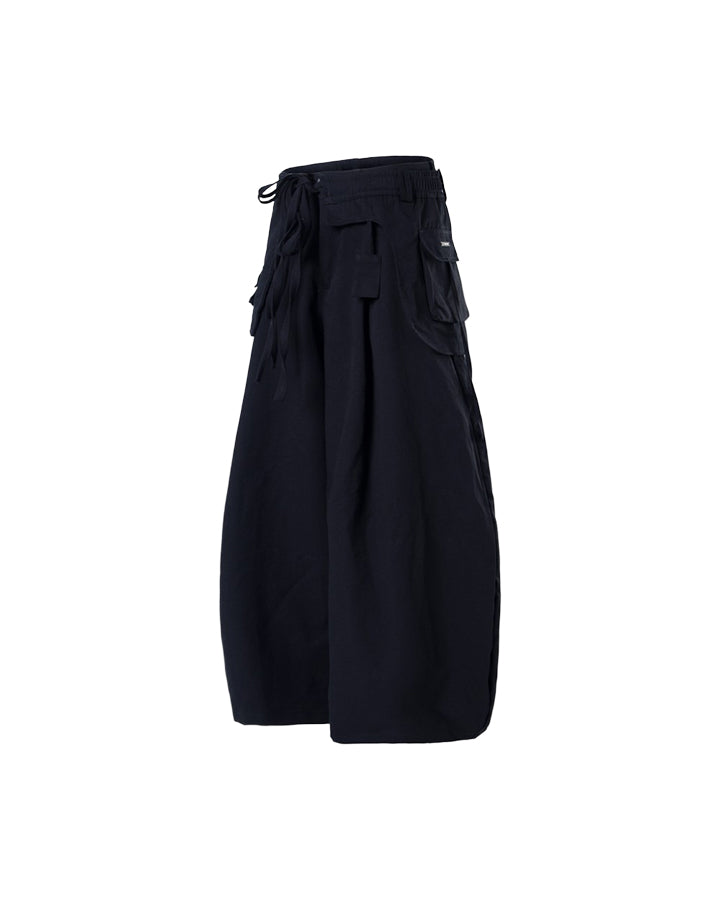 Detachable Back-Flap Wide-Leg Cargo Pants
