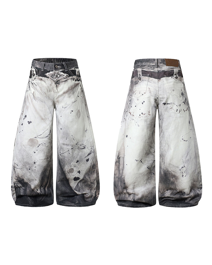 Wasteland Washed Wide Leg Denim Pants
