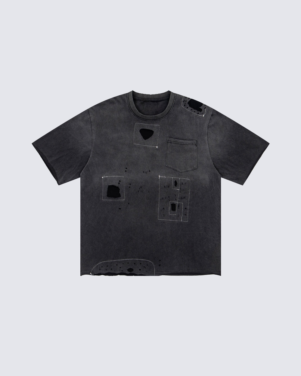 American Retro Washed Tie-Dye Distressed Short-Sleeved Shirt
