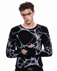 Dark Art Design Spider Web Print Long-Sleeved Top