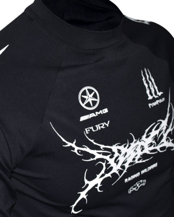 Sport Graphic Mock Neck Long Sleeve Tee