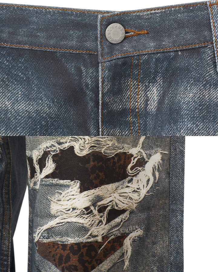 Vintage Grunge Ripped Patchwork Baggy Denim Jeans