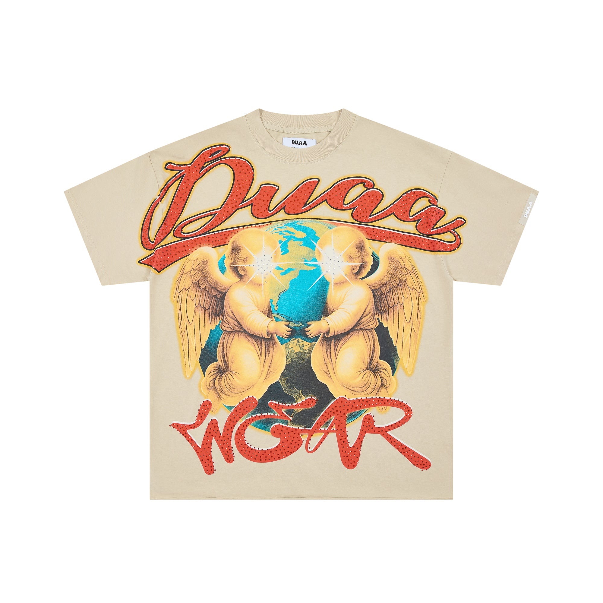 DUAA Angel Globe Retro Hip‑Hop Graphic Tee