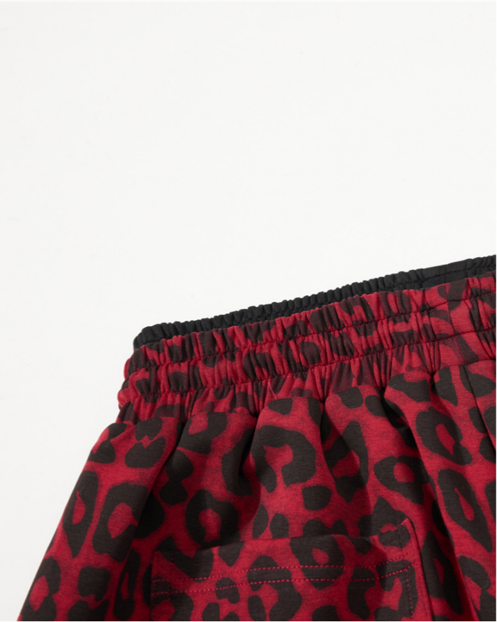 American High Street Style Leopard Print And Letter Print Capri Pants