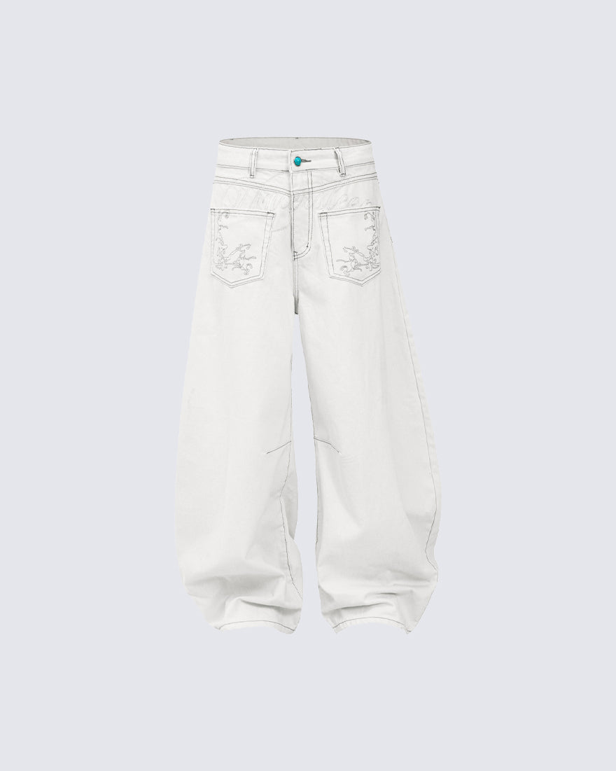 Vintage Washed Wide-Leg Denim Pants