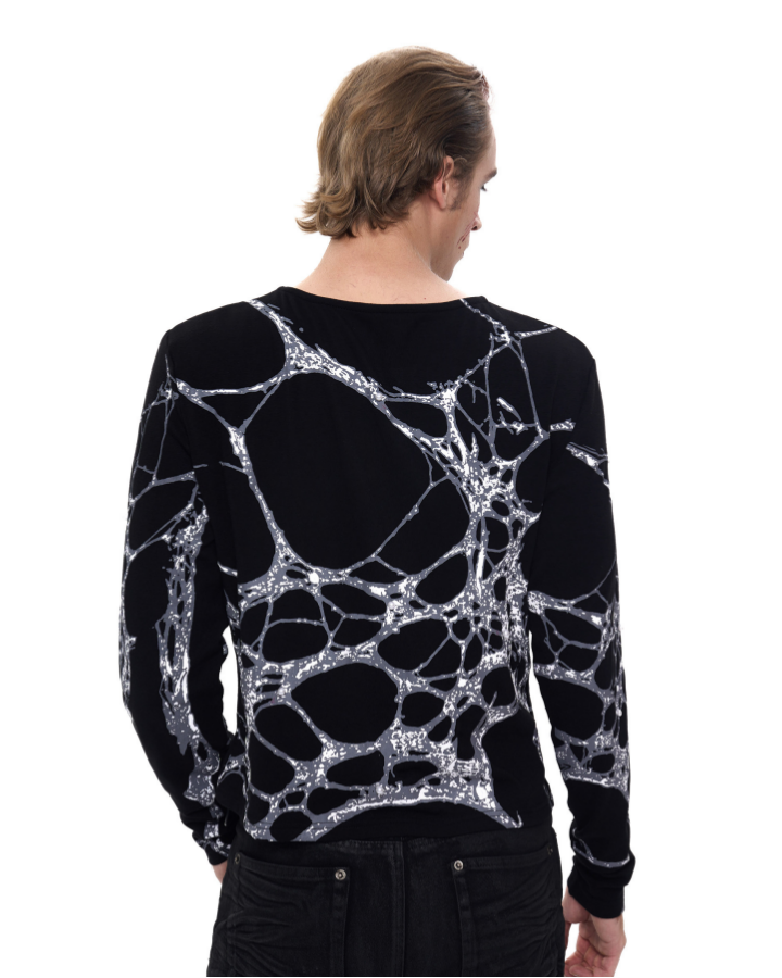 Dark Art Design Spider Web Print Long-Sleeved Top
