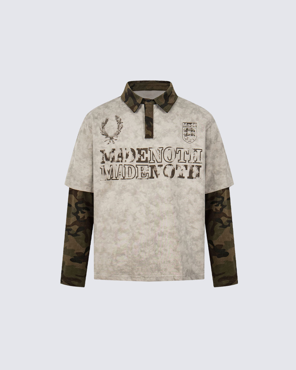 Camouflage Layered Long-Sleeve Polo Shirt