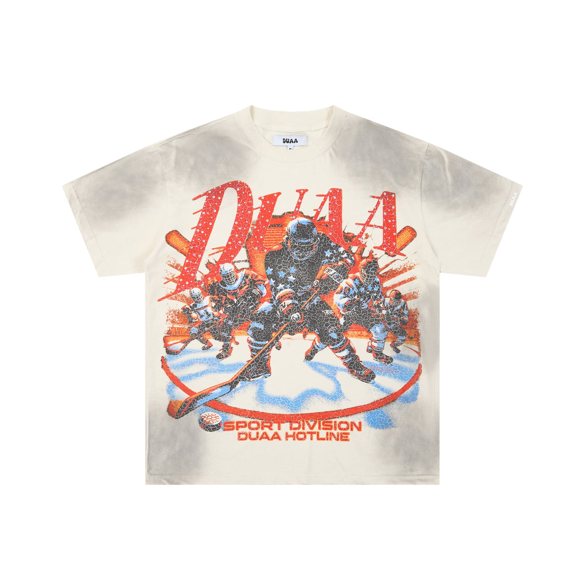 DUAA Ice Hockey Sport Division Vintage Cracked‑Print Graphic Tee