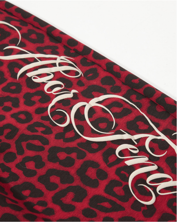 American High Street Style Leopard Print And Letter Print Capri Pants