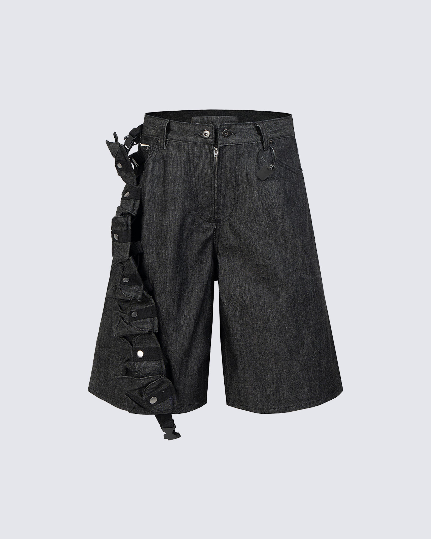 American Street Style Tactical Functional Denim Shorts