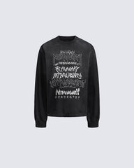 Gothic Letter Graffiti Long Sleeve T-Shirt