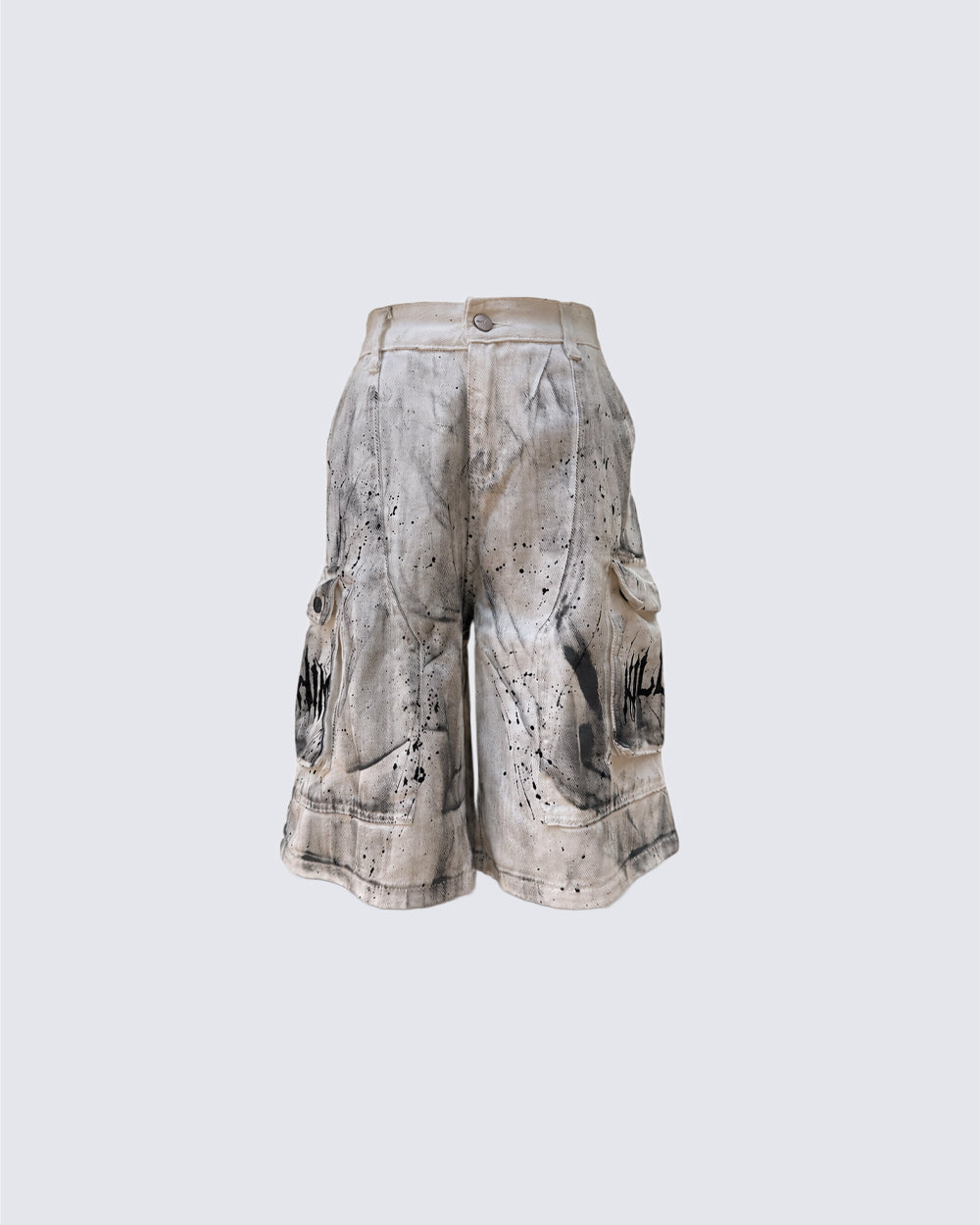 New Gothic Grunge Paint Splatter Utility Knee-Length Shorts