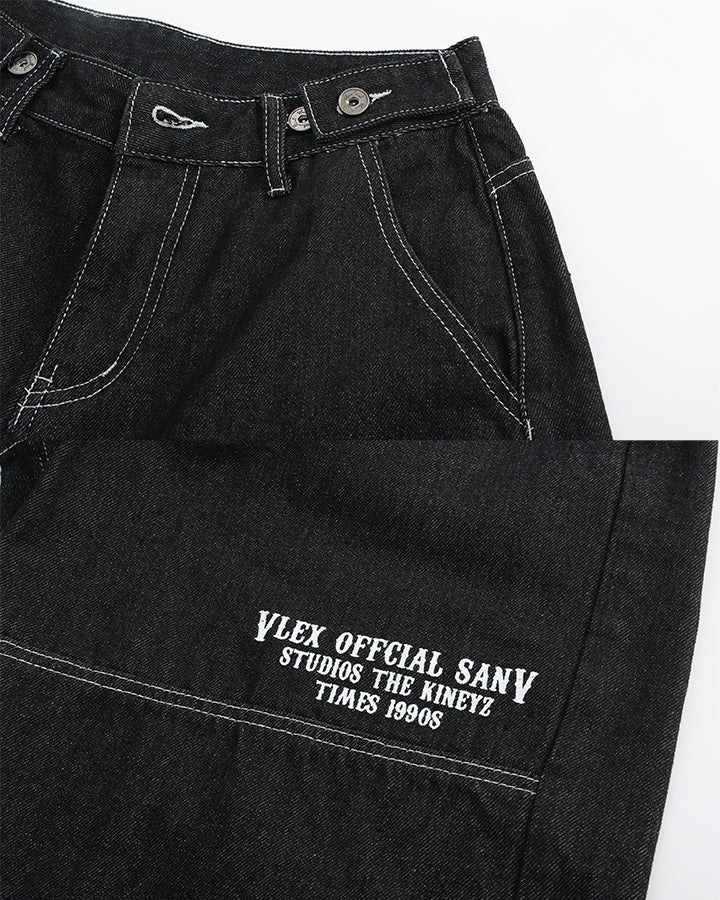American Multi Pocket Wide Leg Denim Pants