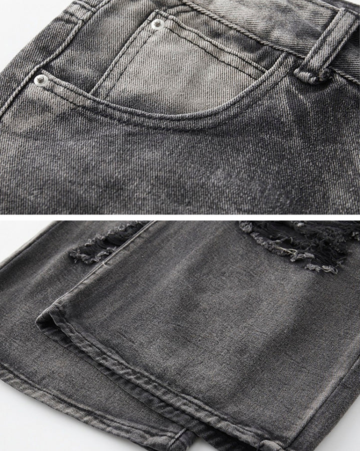 Distressed Ripped Black Denim Pants