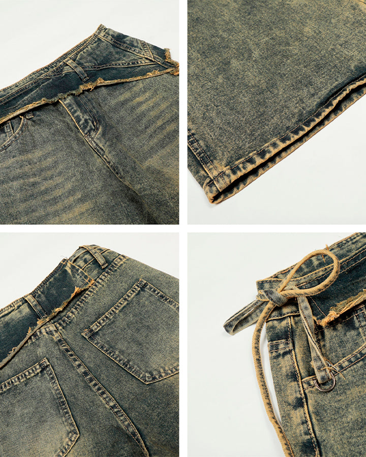 Vintage Deconstructed Patchwork Denim Pants