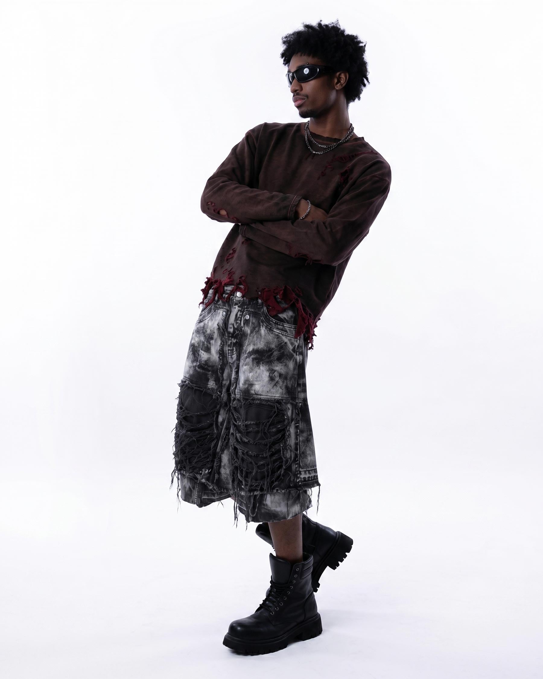 KIIKIO-Post-Apocalyptic Spray-Wash Long Sleeve T