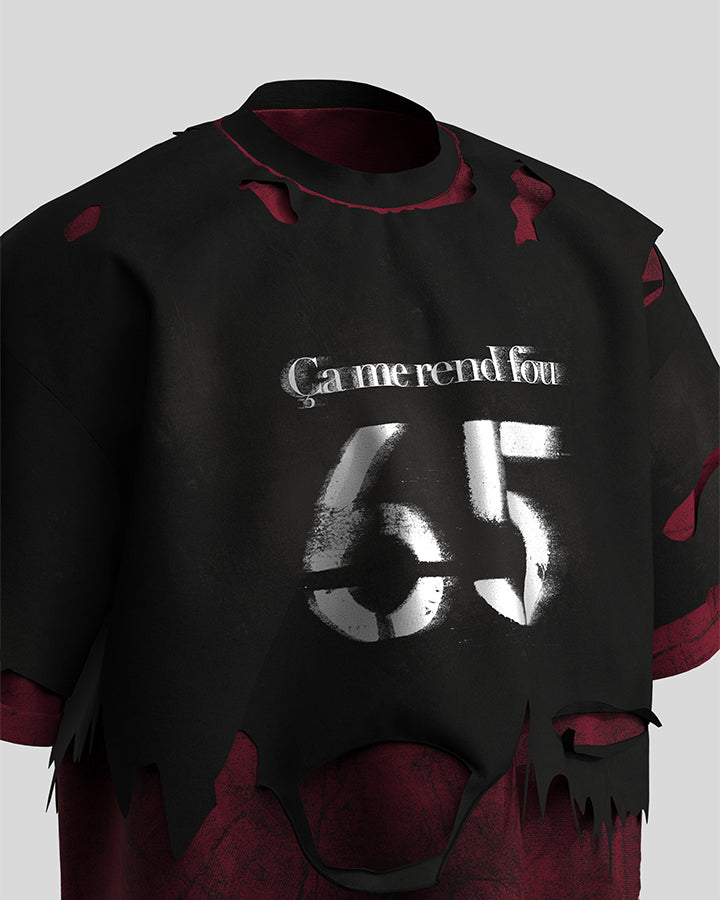 Dark Distressed Layered Streetwear T-Shirt New