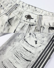 Wasteland Distressed Wide Leg Striped Denim Pants