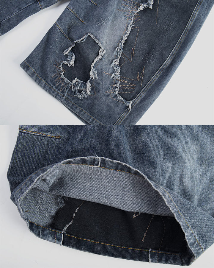Distressed Wasteland Patchwork Deconstructed Shorts