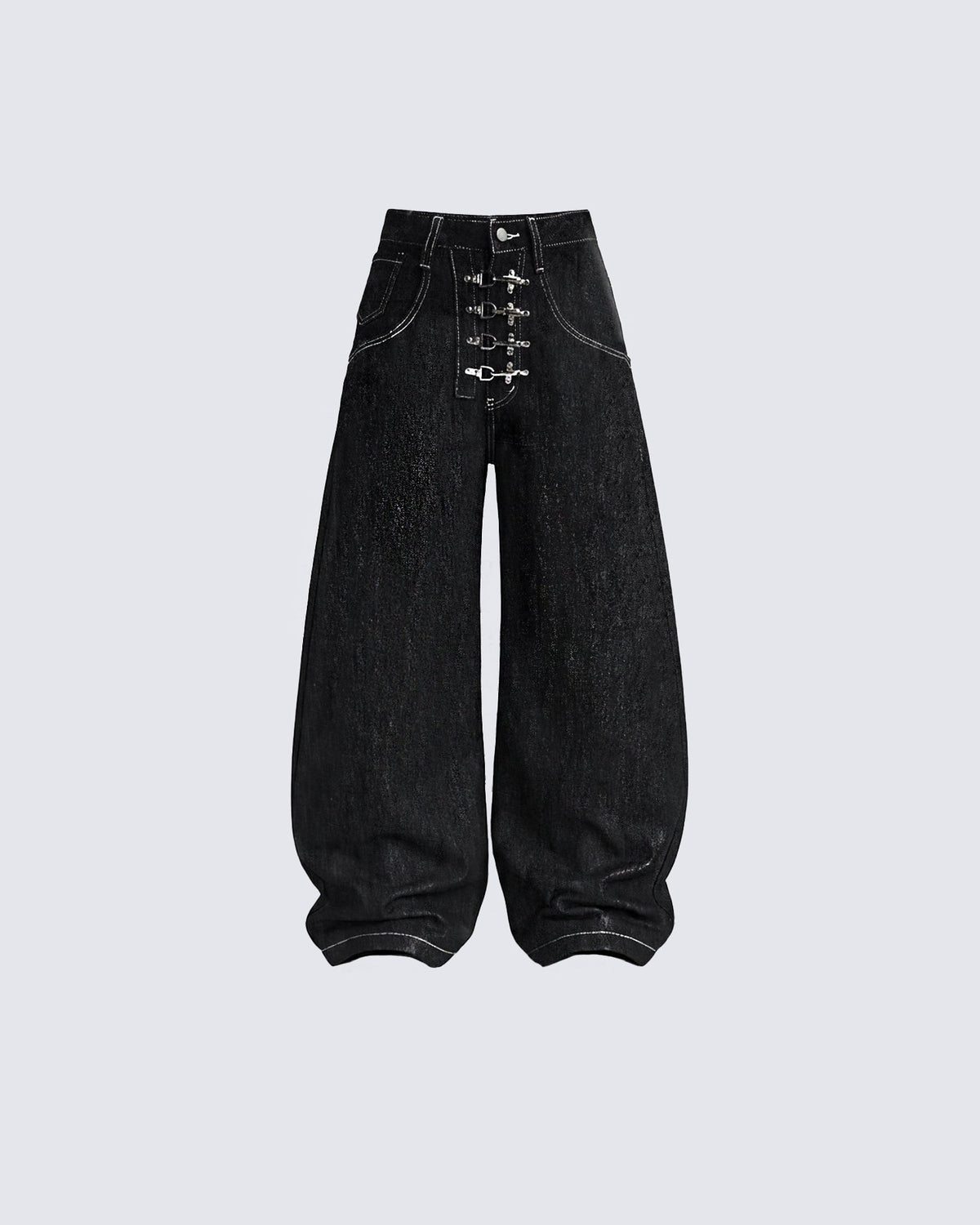 Vintage Buckle Baggy Denim Pants