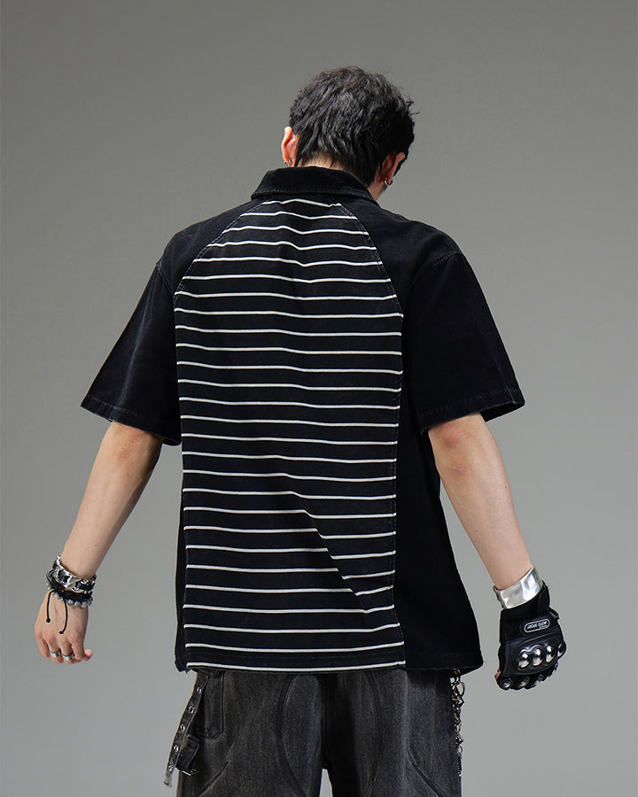High-Street Striped Panel Polo Shirt
