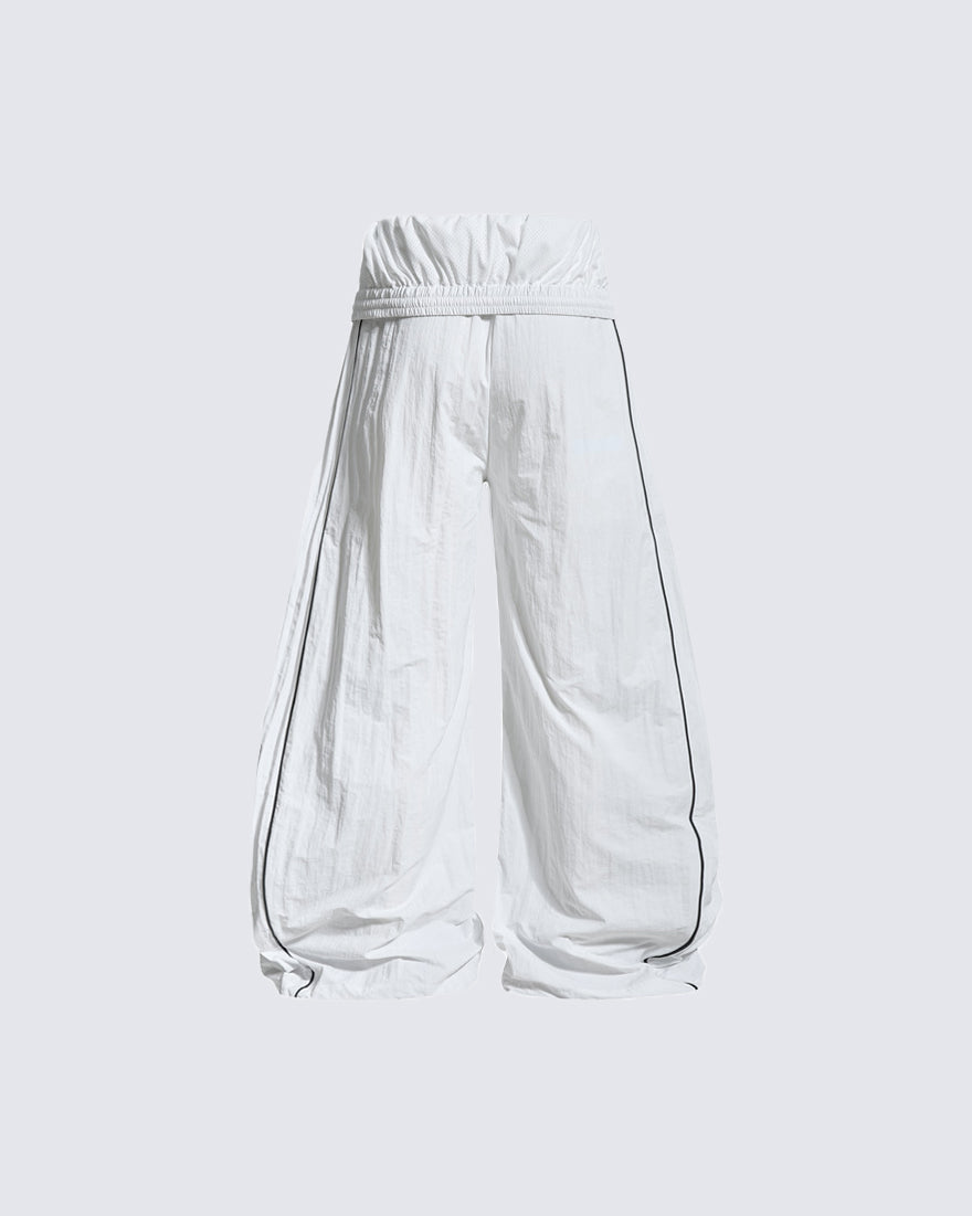 Sporty Deconstructed Elastic-Waist Casual Pants