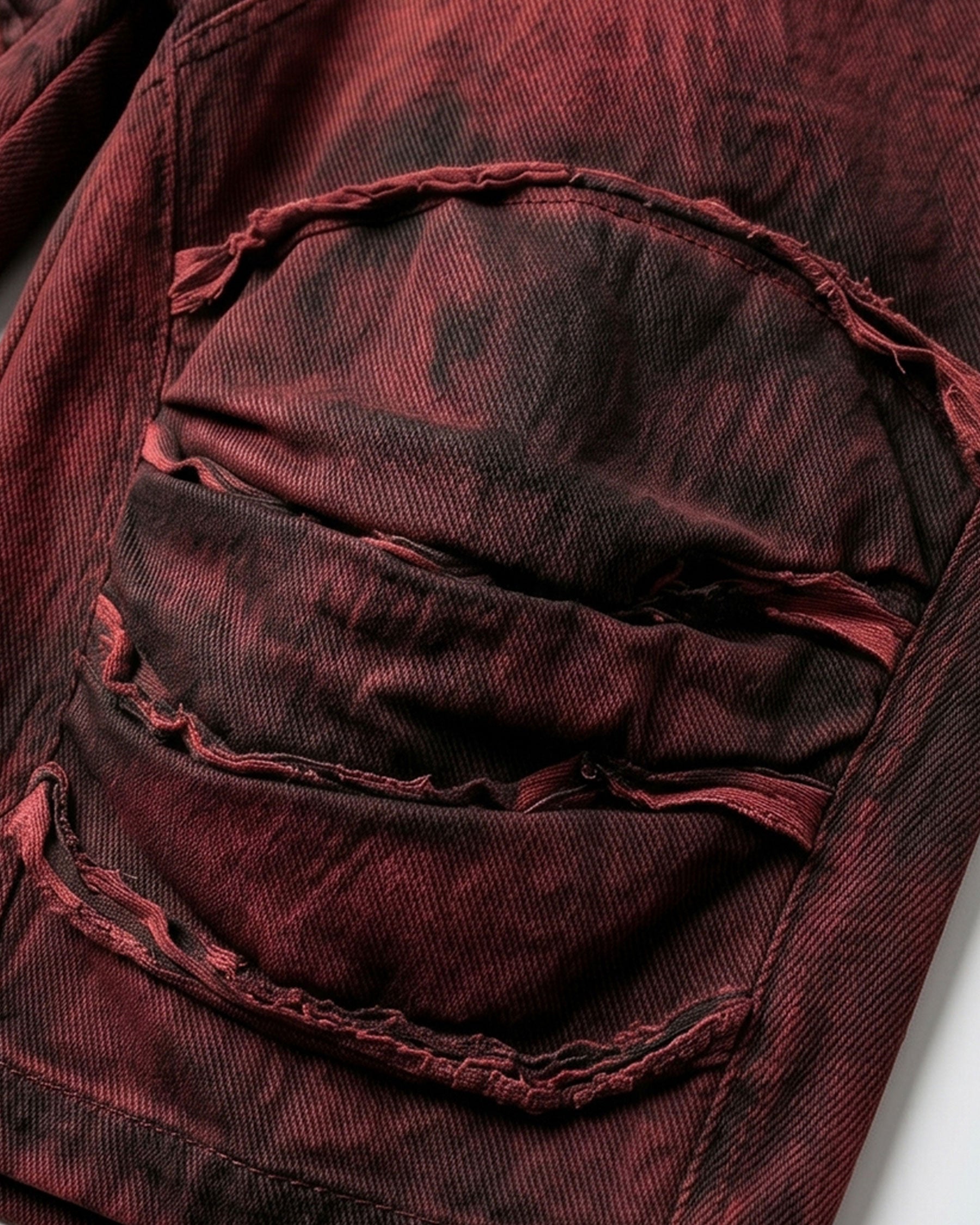 KIIKIO -New Washed Distressed Panel Drawstring Shorts